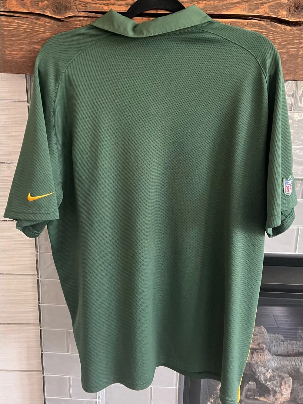 Green Bay Packers Shirt Nike Green Short Sleeve Polo Size Large Dri fit